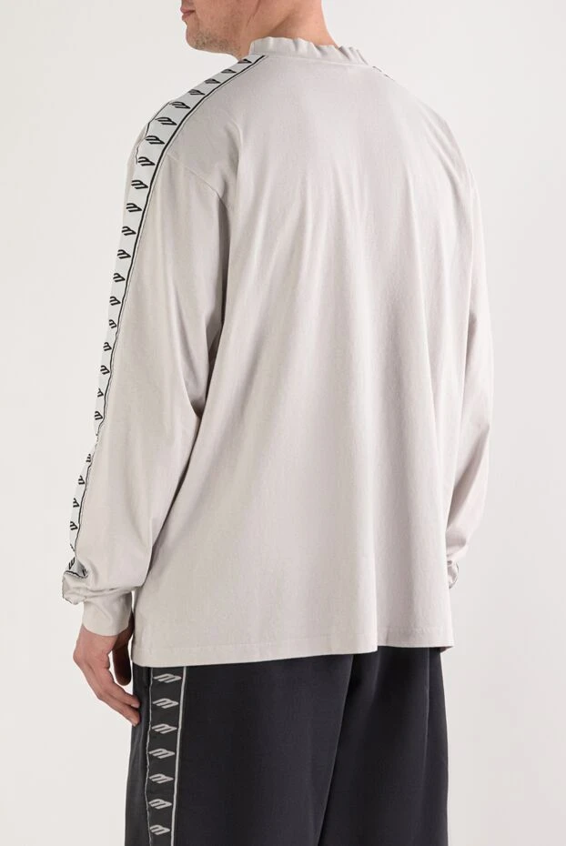 Balenciaga light gray men's oversized long sleeve top with branded stripes on the sleeves 193929 - photo 3