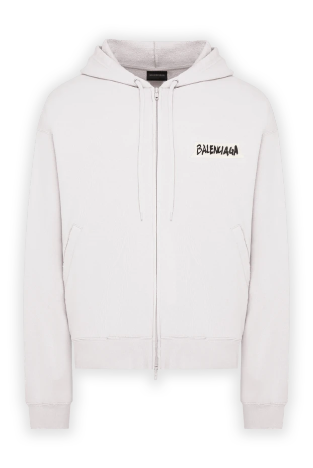 Balenciaga серое зип-худи оверсайз в винтажном оттенке dirty white 193939 - фото 1