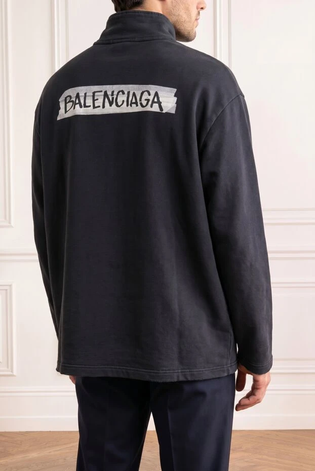 Balenciaga тройер черный с высоким воротником-стойкой на короткой молнии 193942 - фото 3