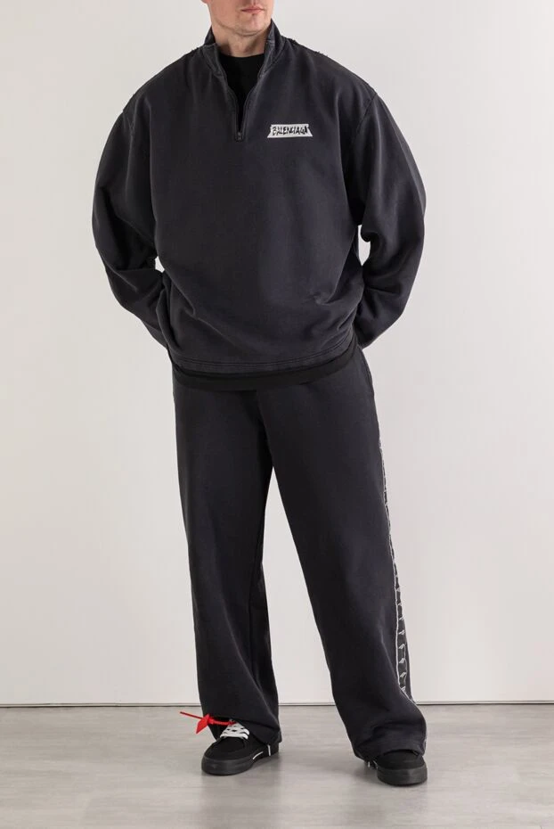 Balenciaga troyer black with a high stand-up collar and a short zipper 193942 - photo 1