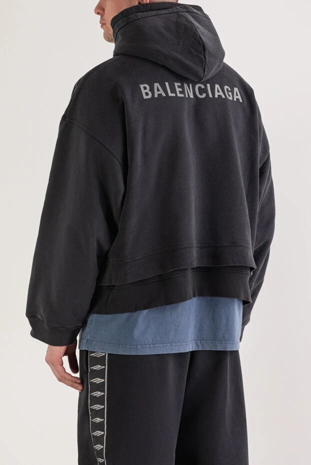 Balenciaga черная спортивная кофта на молнии с капюшоном с логотипом бренда 193943 - фото 3