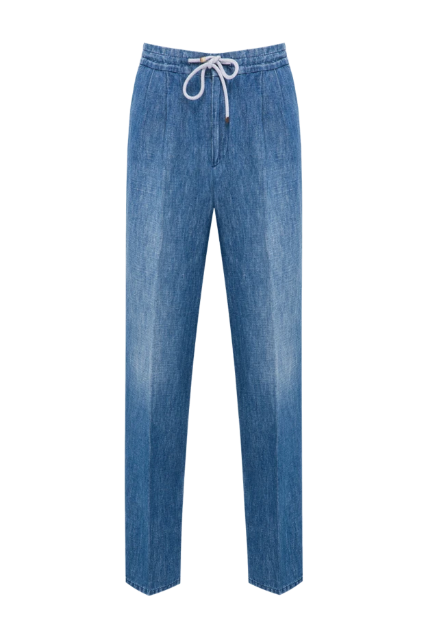 Men's blue lightweight denim trousers - photo 1