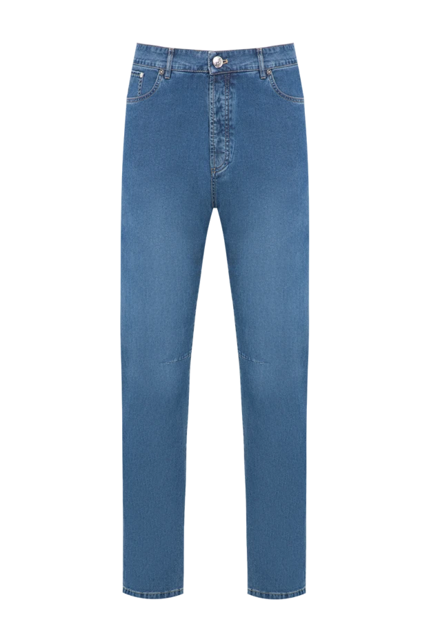 Brunello Cucinelli men's blue skinny jeans with logo embroidery 193960 - photo 1