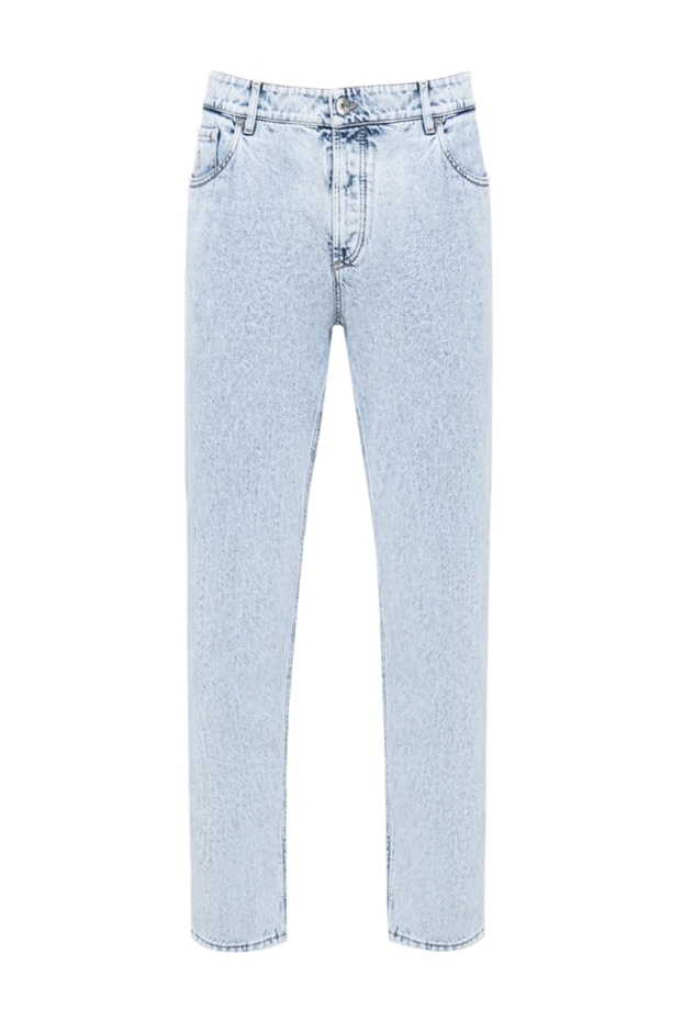 Brunello Cucinelli мужские прямые светло-голубые джинсы с эффектом stone washed 193961 - фото 1
