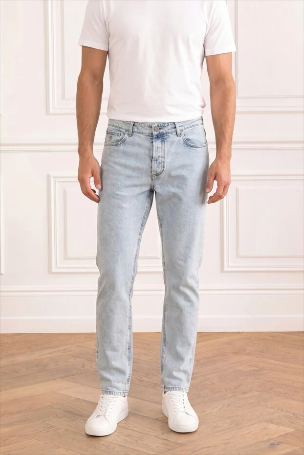 Brunello Cucinelli мужские прямые светло-голубые джинсы с эффектом stone washed 193961 - фото 2