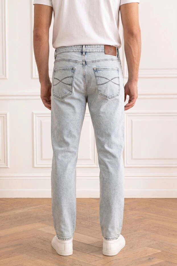 Brunello Cucinelli мужские прямые светло-голубые джинсы с эффектом stone washed 193961 - фото 3