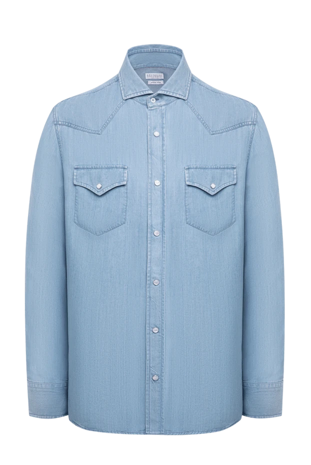 Brunello Cucinelli men's blue denim cowboy shirt 193966 - photo 1