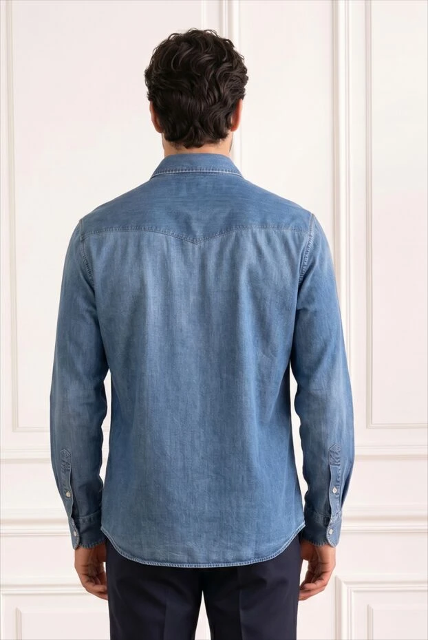 Brunello Cucinelli men's blue denim cowboy shirt 193967 - photo 2