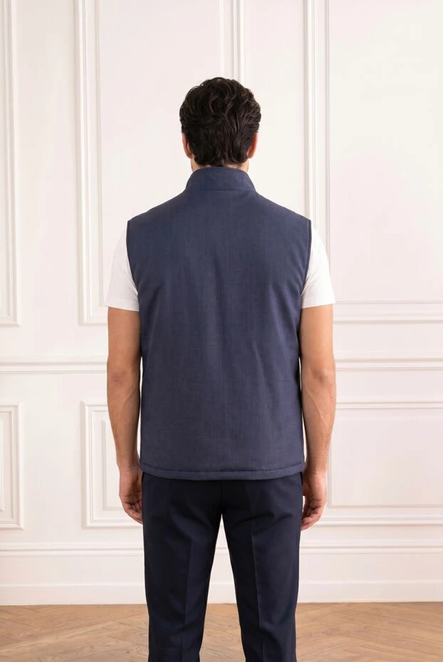 Brunello Cucinelli мужской классический жилет из шерсти серо-синего оттенка 193977 - фото 2