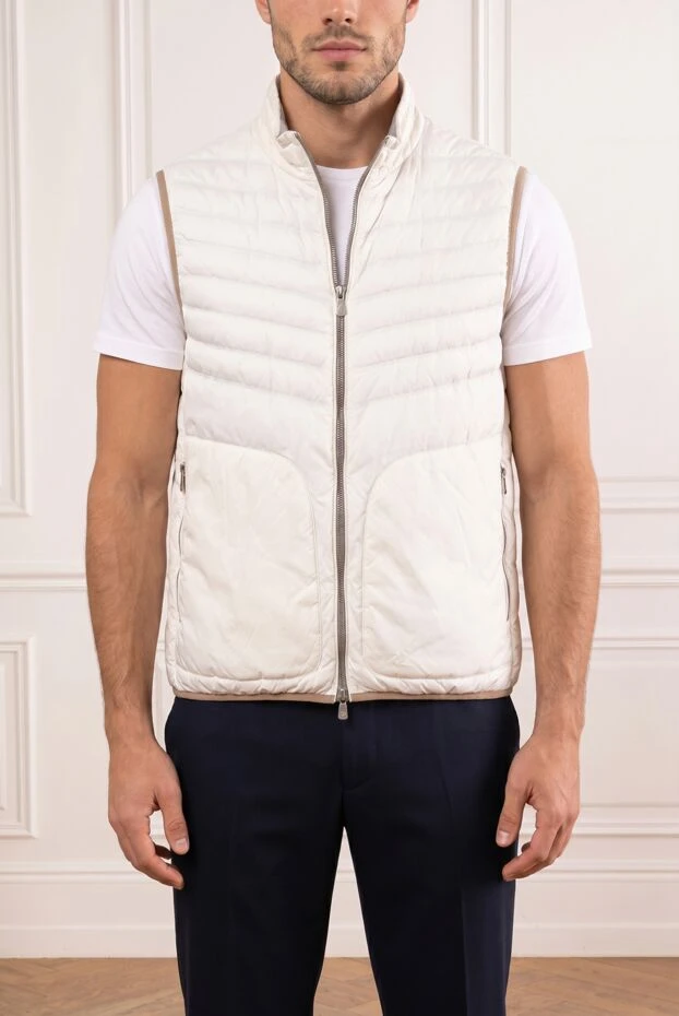 Brunello Cucinelli белый мужской пуховый жилет с контрастной отделкой 193981 - photo 1
