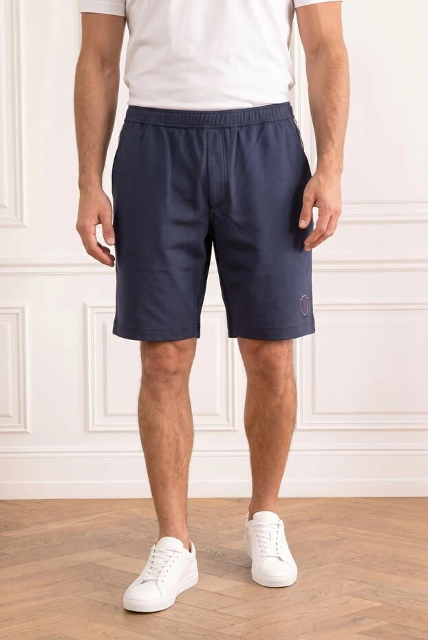 Men's knit shorts with delicate brand embroidery - photo 2
