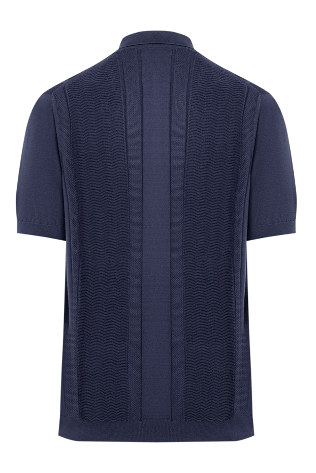 Brunello Cucinelli синяя трикотажная футболка-поло с узором зигзаг 193987 - фото 2