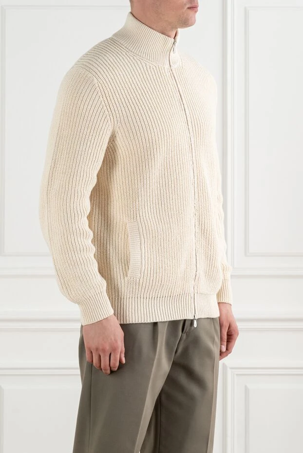Brunello Cucinelli сыдырмасы және жағасы бар ақ тоқылған кардиган 193989 - фото 3