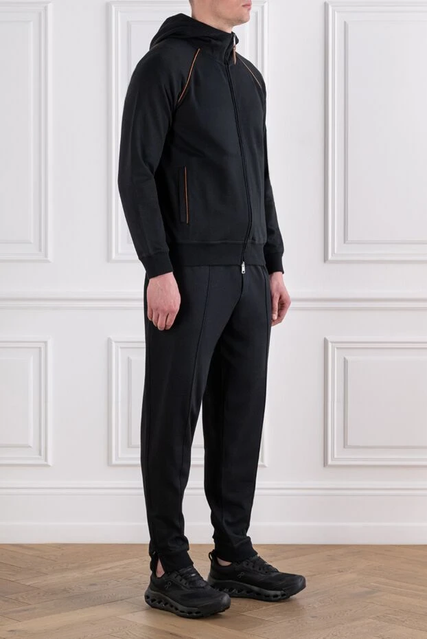 Brunello Cucinelli men's black tracksuit with contrast piping 193991 - photo 3