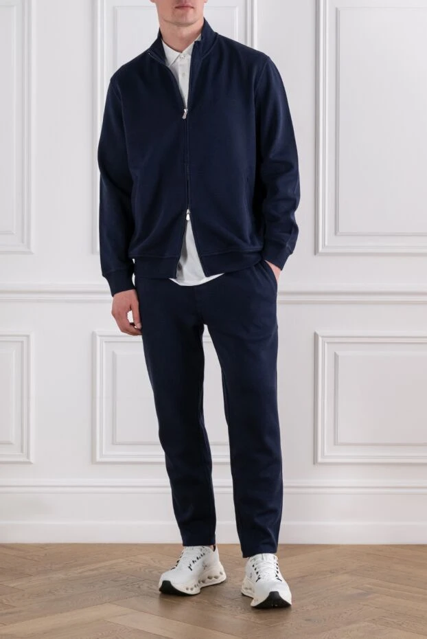Dark blue straight-cut knit suit - photo 2