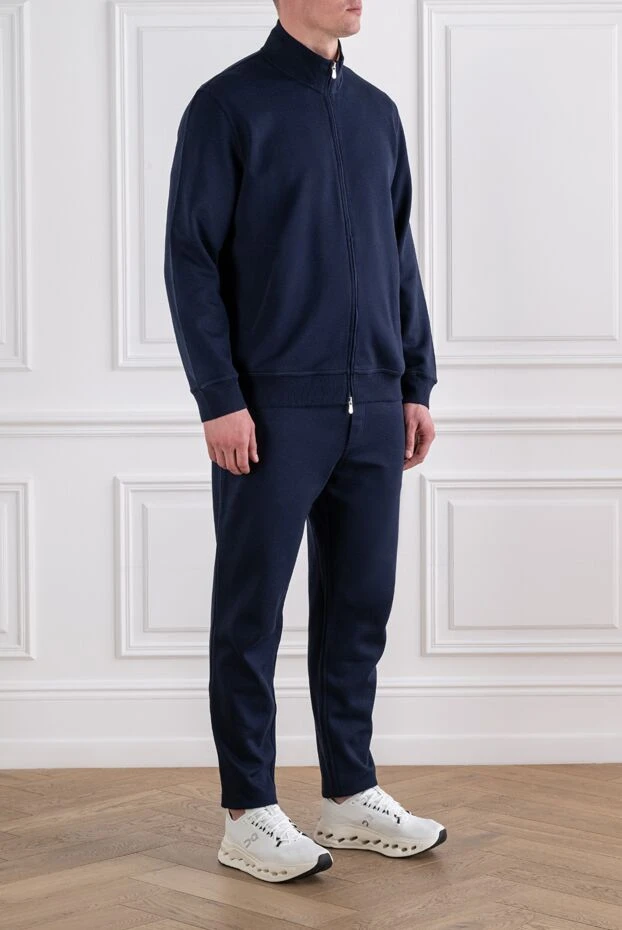 Brunello Cucinelli темно-синий трикотажный костюм прямого кроя 193992 - фото 3