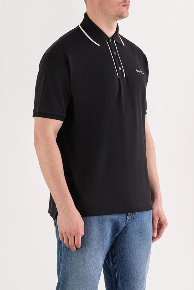 Gucci men's polo shirt with white stripes on the collar and placket 194033 - photo 3