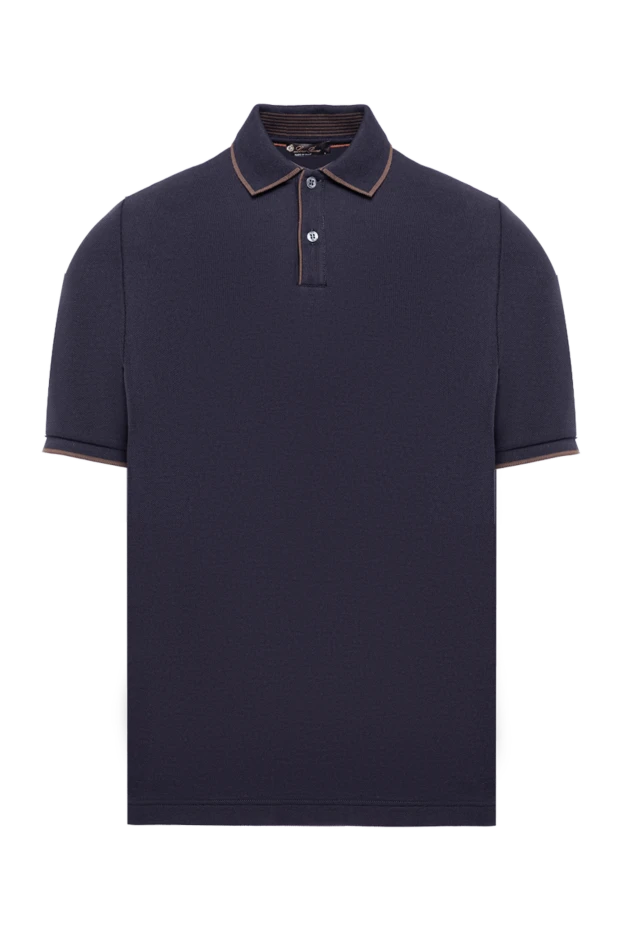Loro Piana brentwood blue polo in stretch cotton pique with two-tone trim 194035 - photo 1