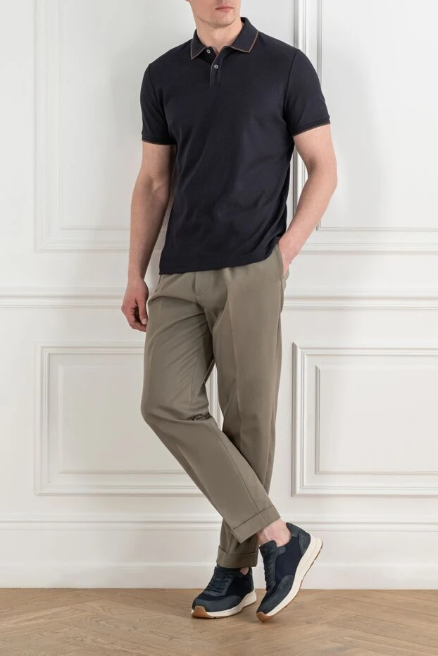 Loro Piana brentwood blue polo in stretch cotton pique with two-tone trim 194035 - photo 2
