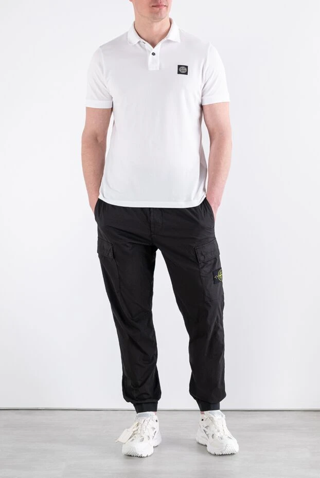 Stone Island эластан қосылған органикалық мақтадан жасалған ақ түсті поло жейдесі 194046 - фото 2