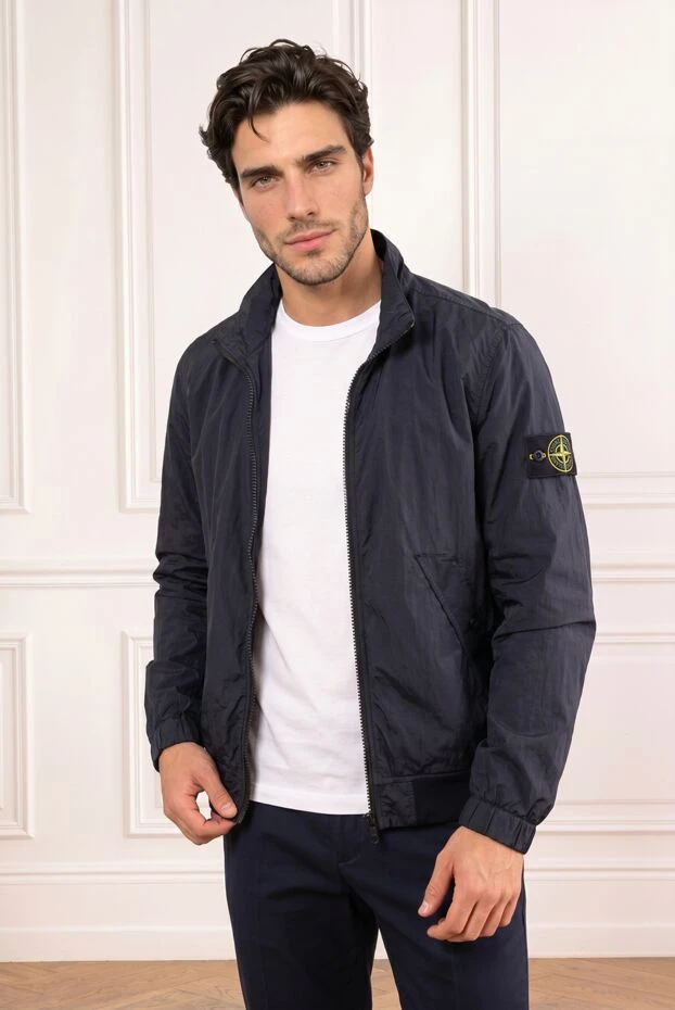Lightweight blue bomber jacket with iconic removable patch - photo 1
