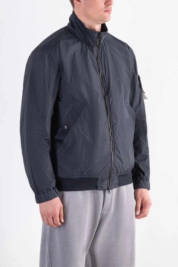 Stone Island белгілі алынбалы жамауы бар жеңіл көк түсті бомбер күртешесі 194054 - фото 3
