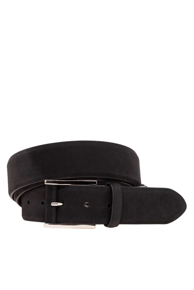 Classic men's belt made of genuine black suede - photo 1