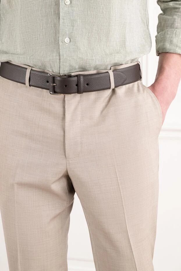 Brown premium grained leather belt with a simple rectangular buckle - photo 2