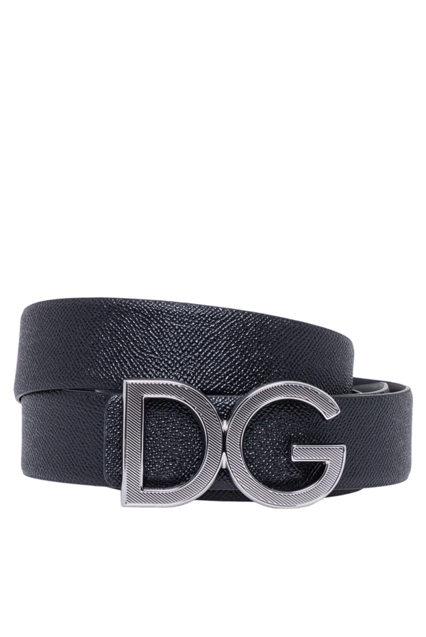 Men's black textured Dauphine leather belt with DG buckle - photo 1