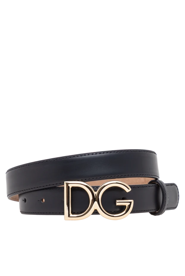 Dolce & Gabbana dg логотипі бар тегіс қара бұзау терісінен жасалған белдік 194103 - фото 1