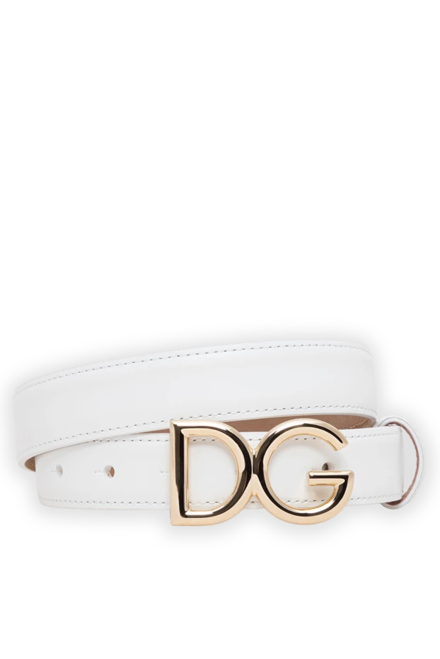 Dolce & Gabbana dg логотипі бар ақ түсті тегіс бұзау терісінен жасалған белдік 194104 - фото 1