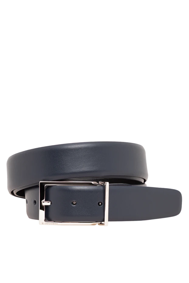 A.Testoni classic dark blue leather belt with a rectangular buckle 194106 - photo 1