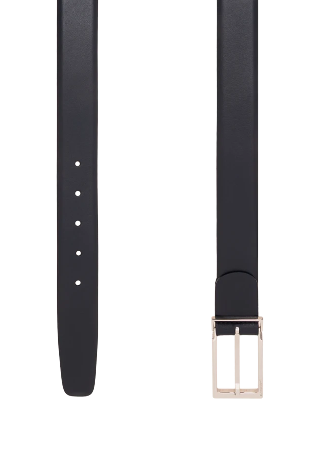 A.Testoni classic dark blue leather belt with a rectangular buckle 194106 - photo 3