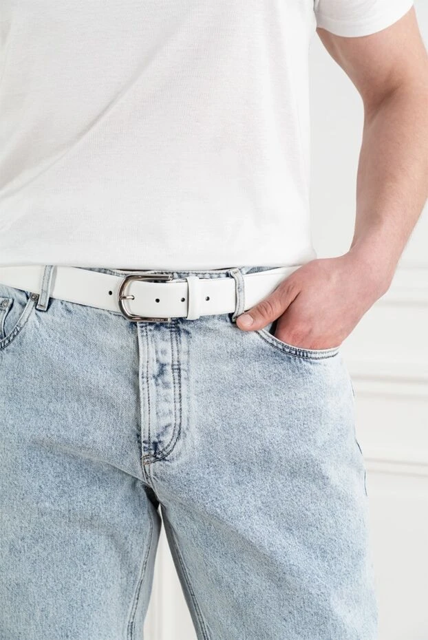A.Testoni white men's belt made of smooth calfskin with a matte finish 194107 - photo 2
