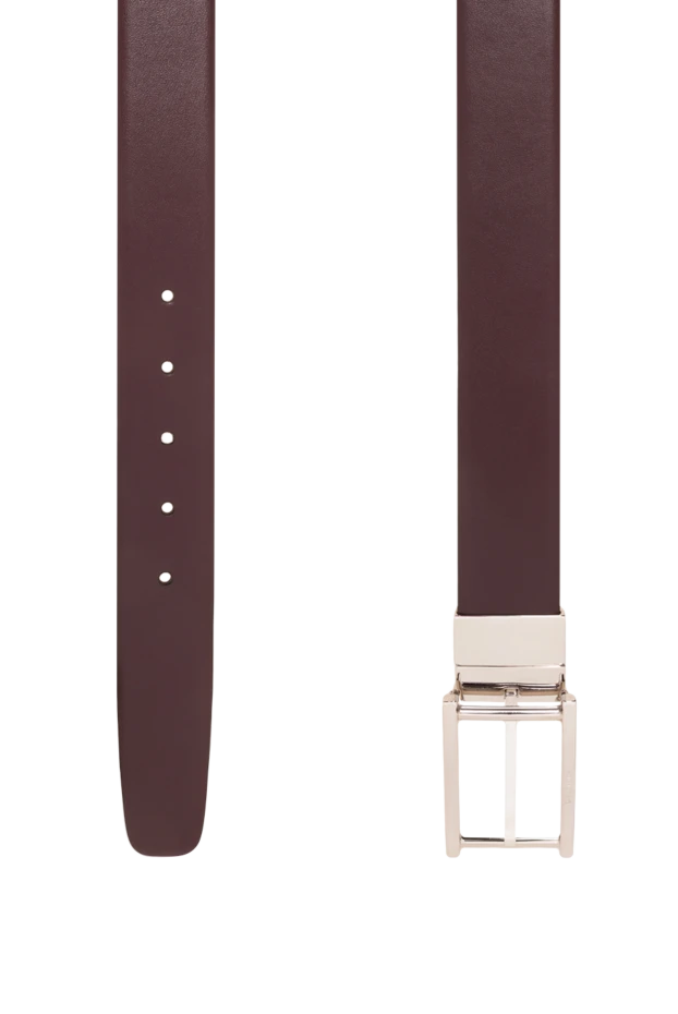 A.Testoni classic burgundy smooth leather belt with rectangular silver buckle 194110 - photo 3