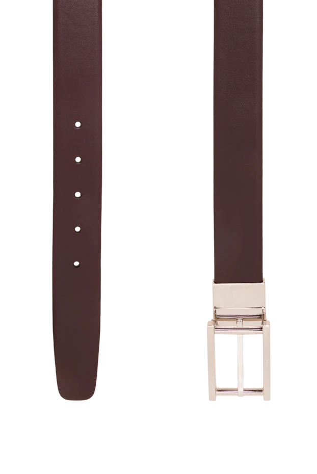 A.Testoni smooth burgundy leather belt with silver buckle 194111 - photo 3