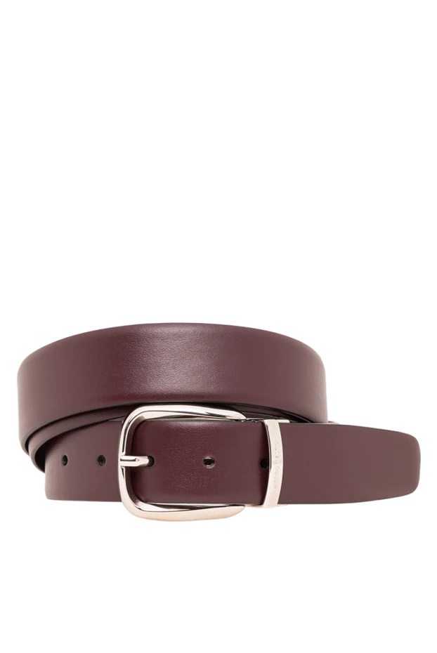 A.Testoni classic burgundy leather belt with a round buckle 194112 - photo 1