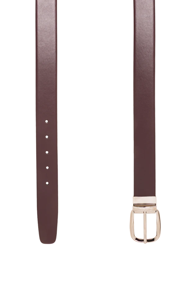A.Testoni classic burgundy leather belt with a round buckle 194112 - photo 3