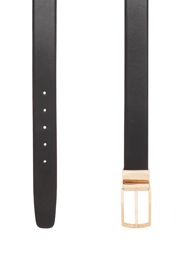 A.Testoni classic black smooth leather belt with rectangular gold-tone buckle 194115 - photo 3