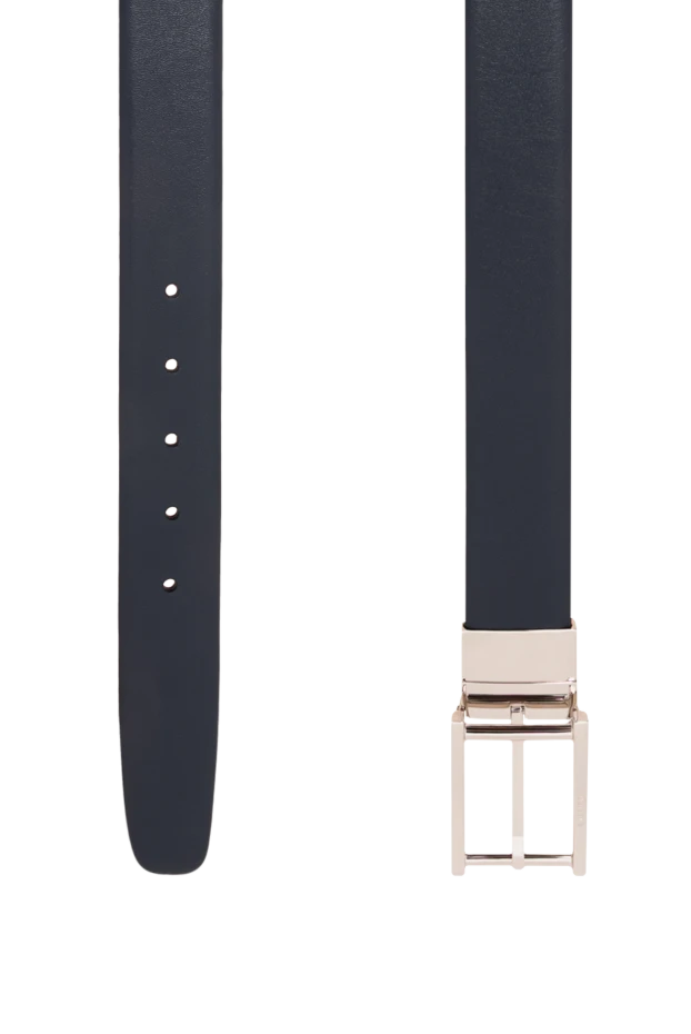 A.Testoni blue men's belt made of smooth calfskin with a rectangular silver buckle 194117 - photo 3