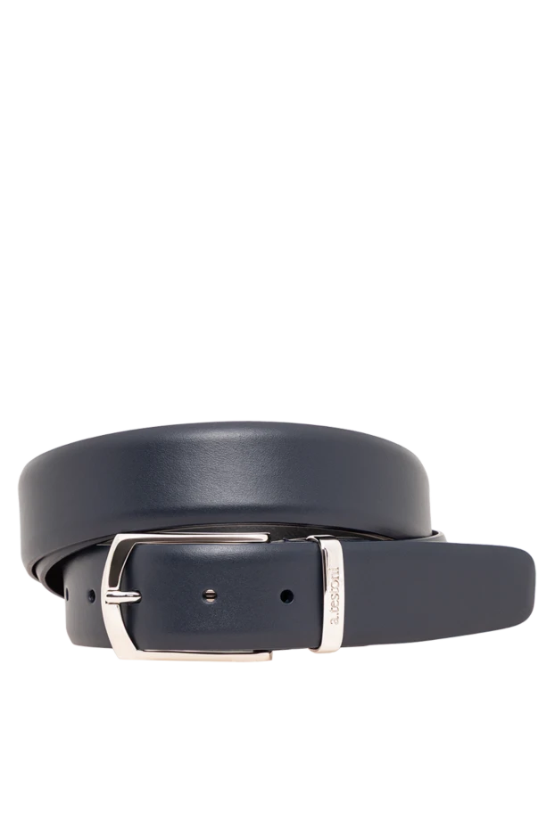 A.Testoni dark blue matte leather belt with trapezoid buckle 194121 - photo 1