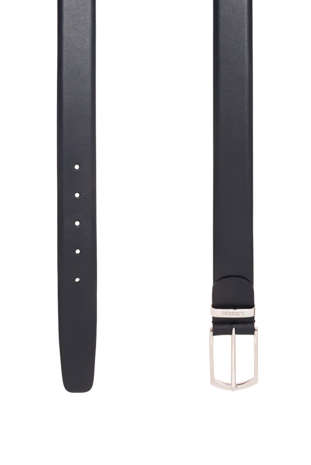 A.Testoni dark blue matte leather belt with trapezoid buckle 194121 - photo 3