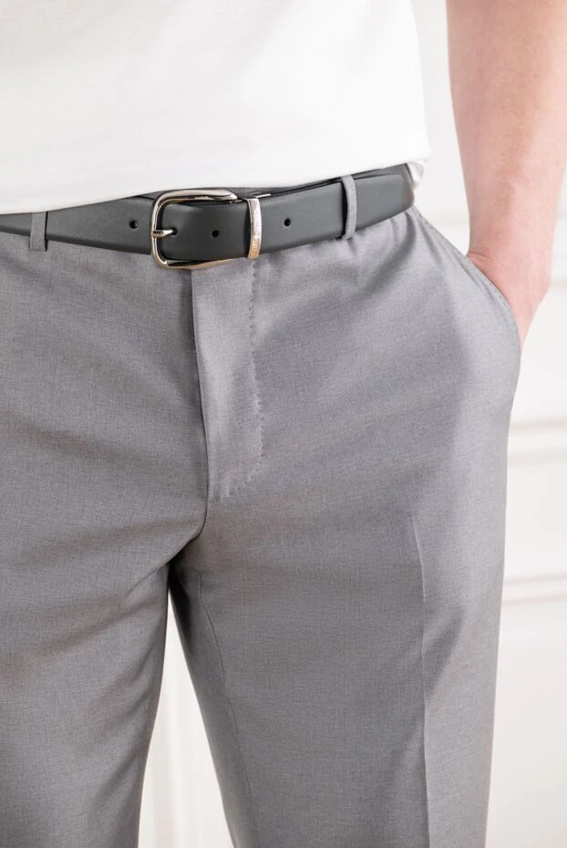 A.Testoni an elegant dark grey matte leather belt with a simple round buckle 194123 - photo 2