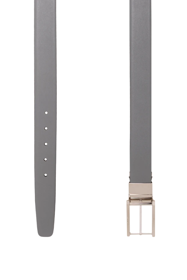 A.Testoni men's belt made of smooth gray leather with a rectangular buckle 194129 - photo 3