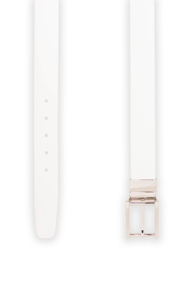 A.Testoni snow-white leather belt with a rectangular metal buckle 194130 - photo 3