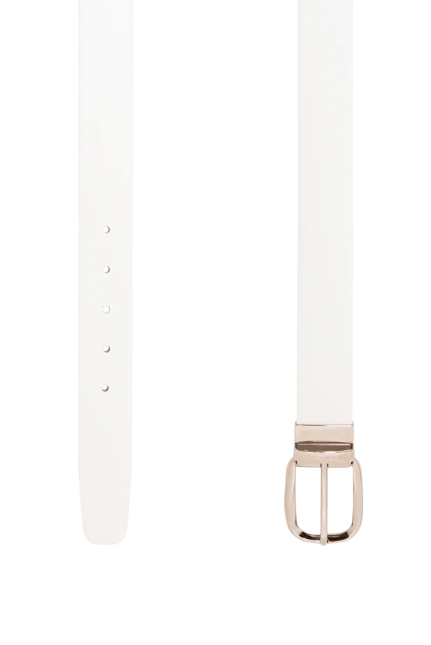 A.Testoni snow-white leather belt with a polished horseshoe buckle 194131 - photo 3
