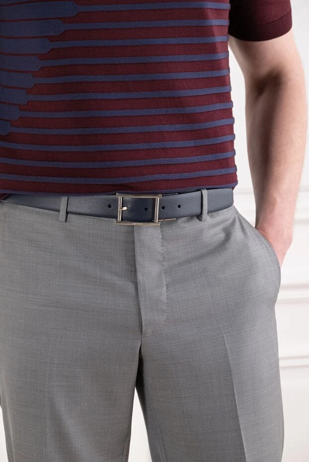 A.Testoni dark blue leather belt made of soft calfskin 194132 - photo 2