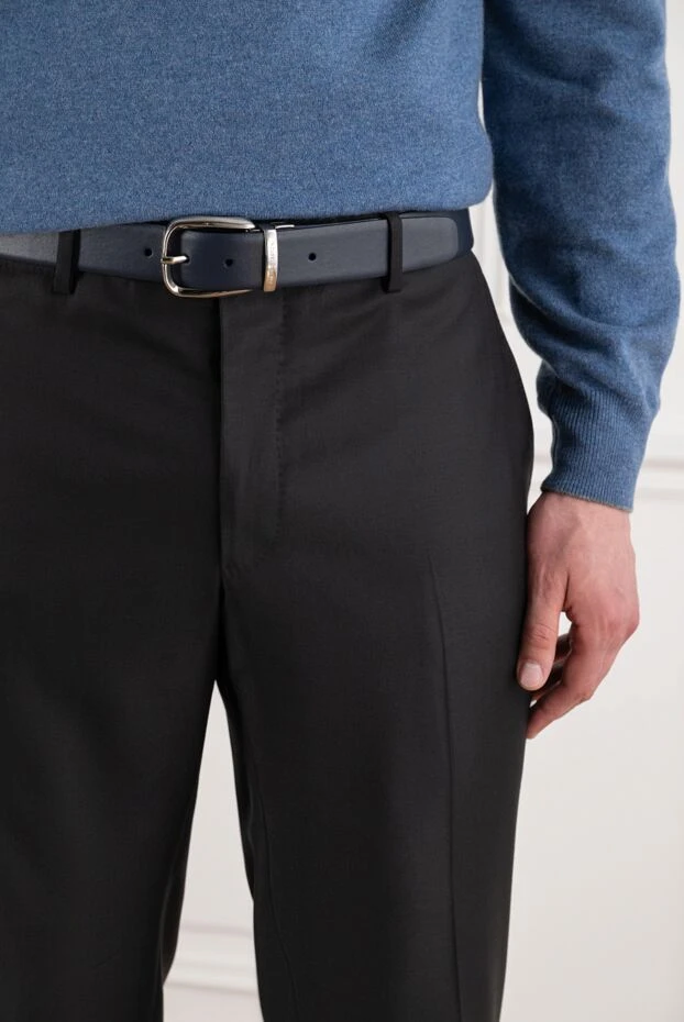 A.Testoni an ink blue leather belt with a gracefully rounded metal buckle 194133 - photo 2