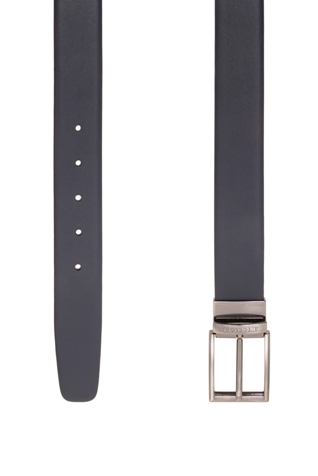 A.Testoni dark blue leather belt with a patinated buckle 194134 - photo 3