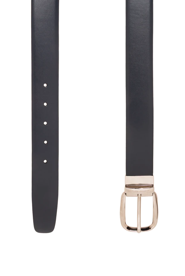 A.Testoni dark blue leather belt with a round buckle 194135 - photo 3
